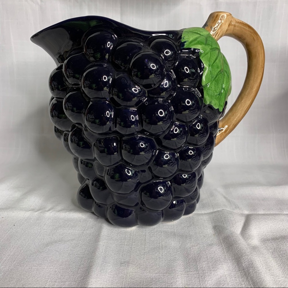 Enesco Grape Pitcher with Brown Handle
